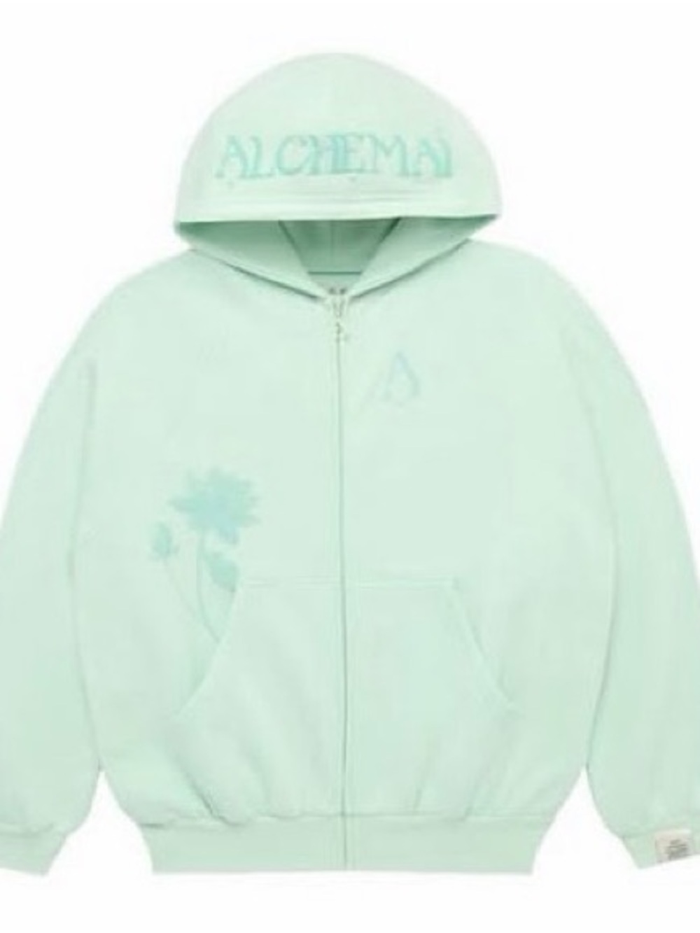 Alchemist Mint Green Zip-Up Hoodie with Floral Graphic